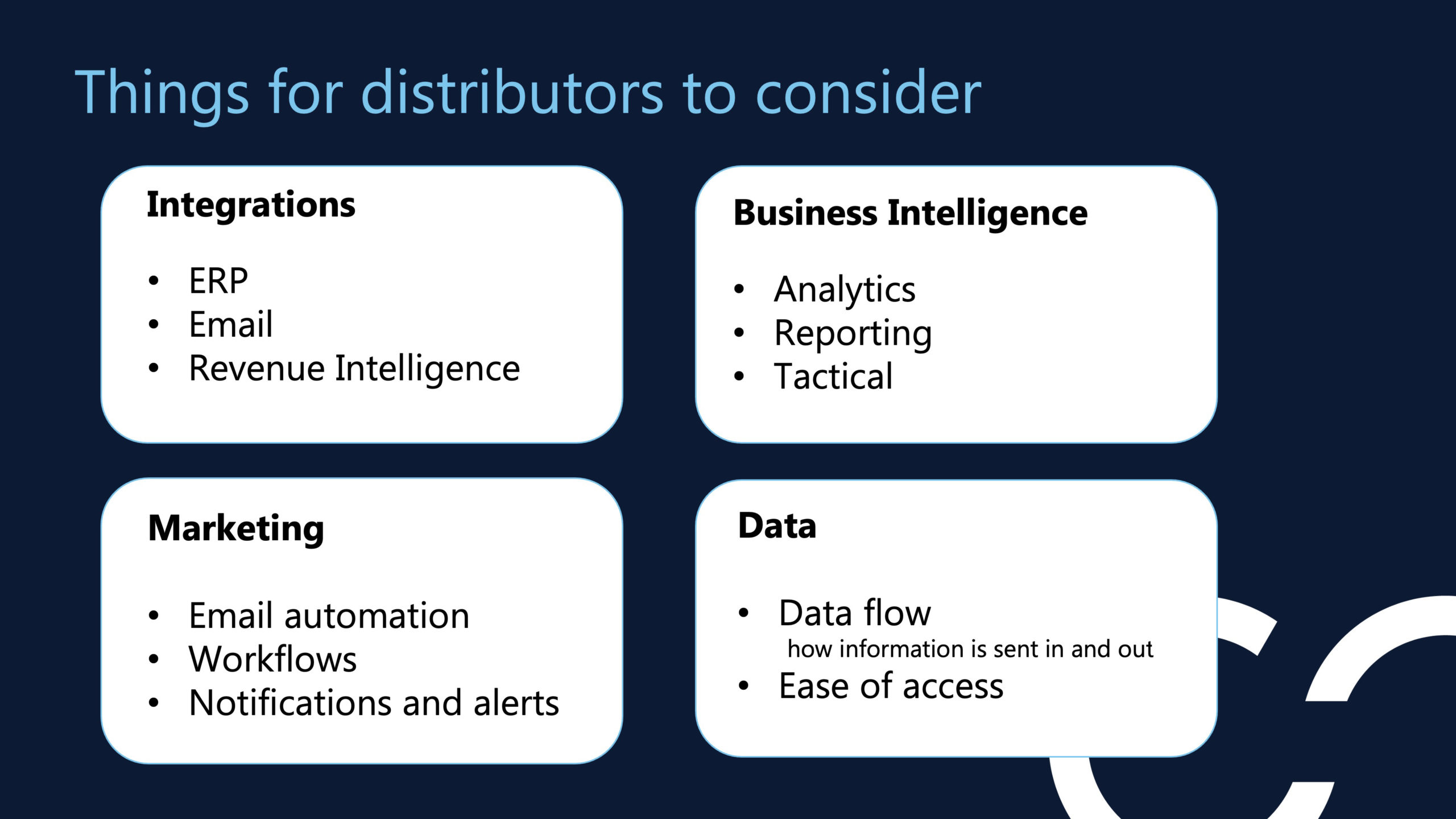 distributors to consider for CRM